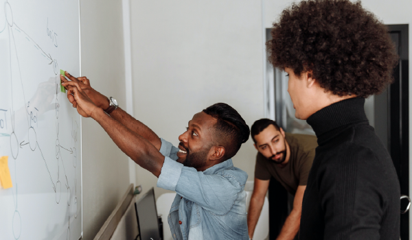 People working together at whiteboard