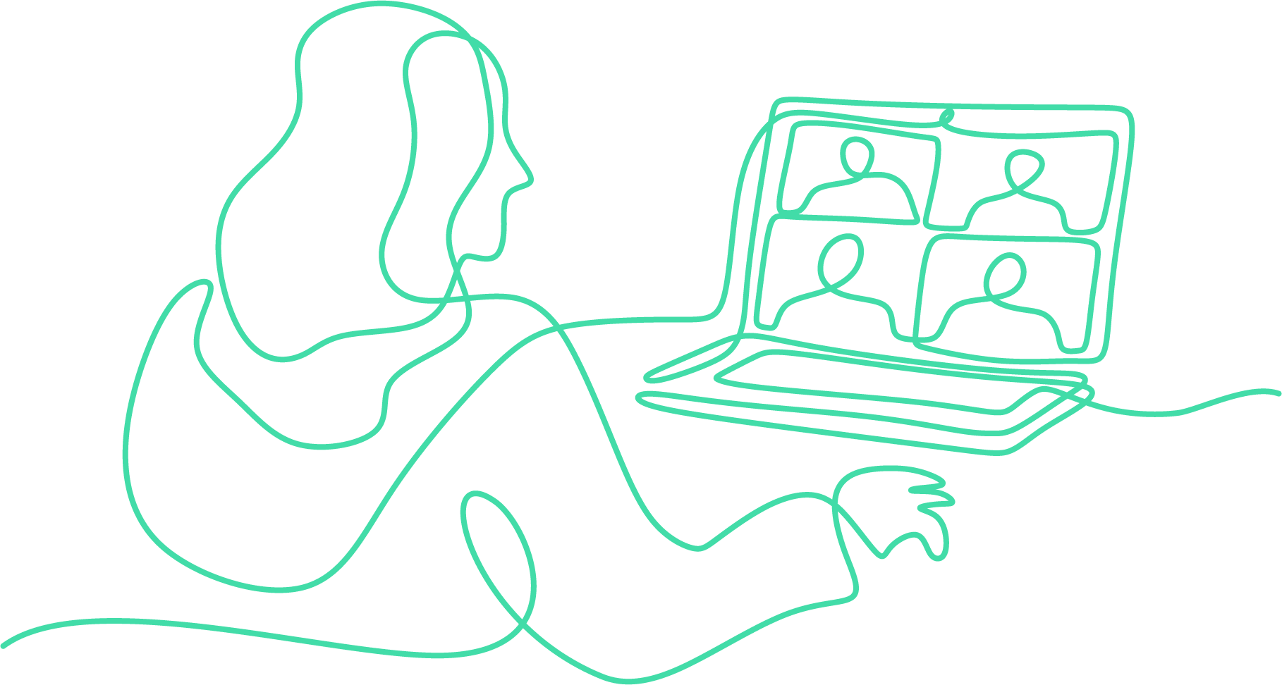 Illustration of woman in online meeting Illustration of woman in online meeting