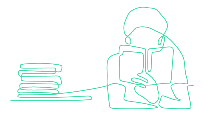 Illustration of man reading and learning